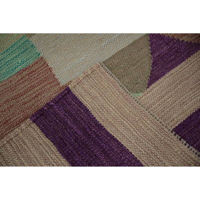 Hand Woven Oriental 100% Wool Carpet Southwestern Tribal Multi-Colored Kilim Area Rug - 9' 10'' X 8' 4''