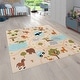 preview thumbnail 7 of 6, Kids Rug Wild Animals Play Mat in Beige Multicolor 6'7" Square