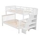 preview thumbnail 8 of 13, Stylish Twin-Over-Full Bunk Bed with Trundle, Storage Staircase and Guardrail for Bedroom, Stable and Safety, White