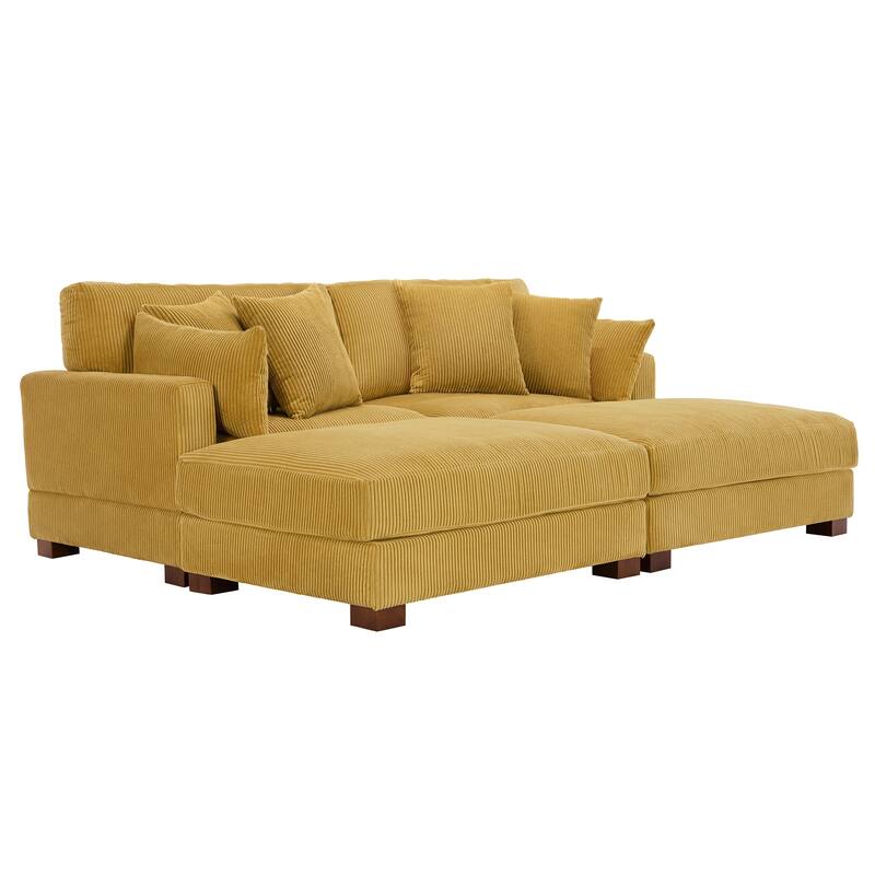 Corduroy Modular Sectional Sofa Deep Seat Corner Sofas & Ottomans