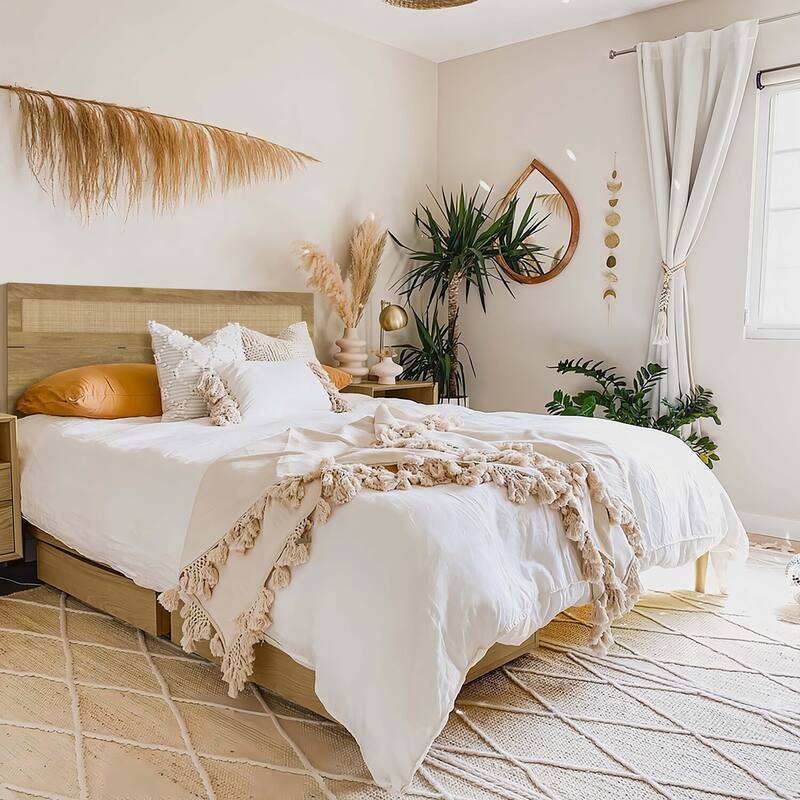 Oak Finish Headboard - Wood Top Headboard, Retro Renaissance Design, Bedroom Decor