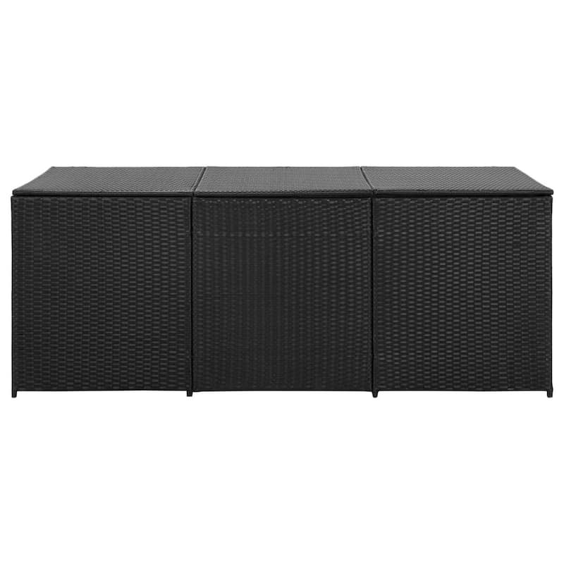 Outdoor Storage Box with Gas Lift, 71 Inch Rectangular, Black Rattan