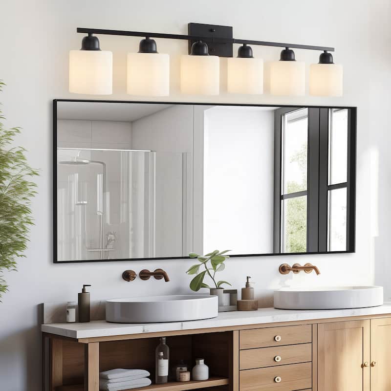 6-Light 38" Matte Black Bathroom Vanity - Wall Sconce for Bedroom, Living
