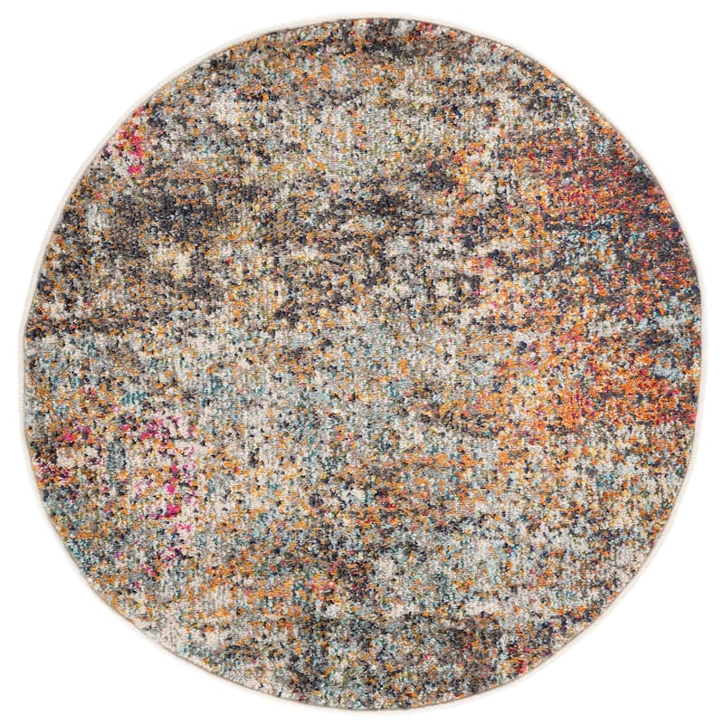 SAFAVIEH Madison Coleen Modern Abstract Rug - 3' Round - Black/Gold