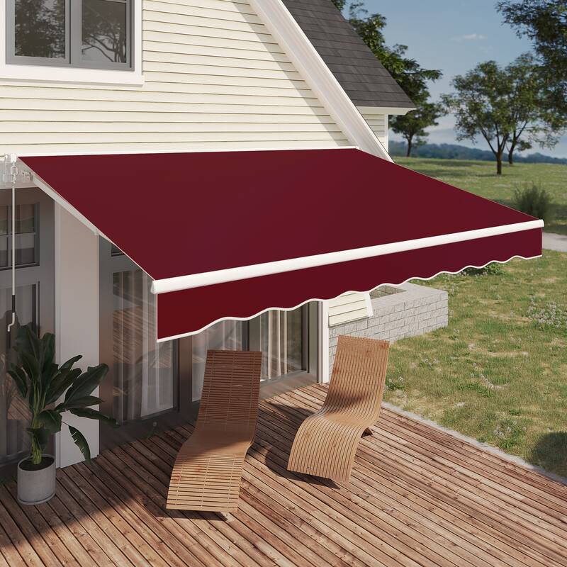 AECOJOY Manual Retractable Patio Awning Outdoor Sunshade Shelter (Cover Only)