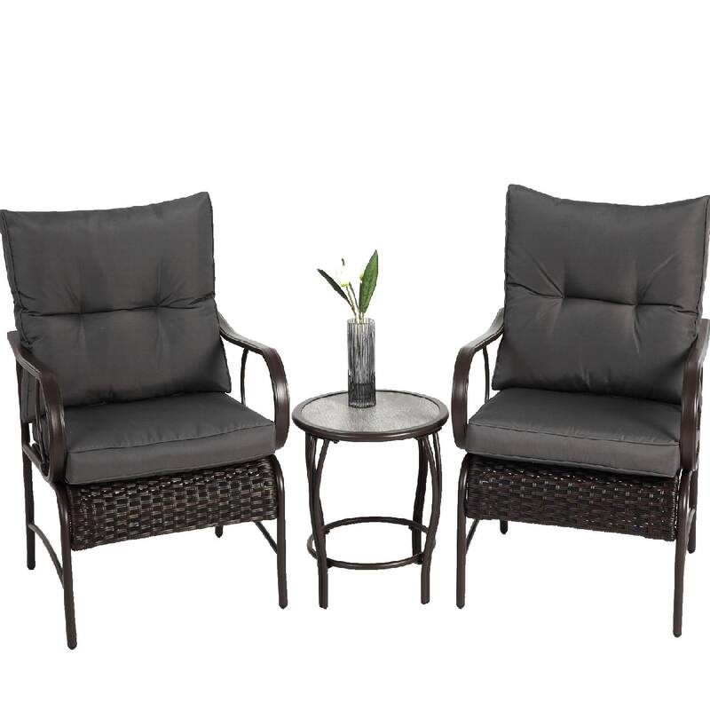 3 Pieces Patio Wicker Furniture Set with Coffee Table