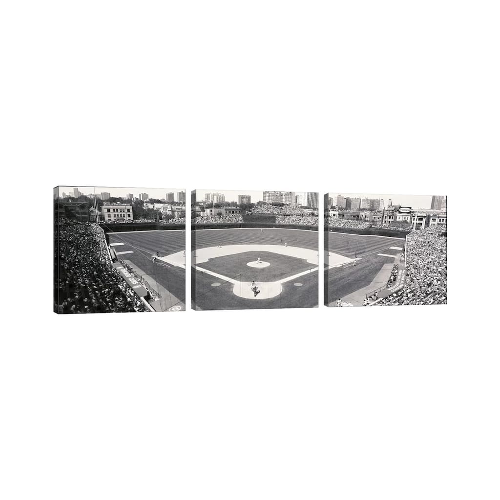 iCanvas "USA, Illinois, Chicago, Cubs, baseball IX" by Panoramic Images 3-Piece Canvas Wall Art Set