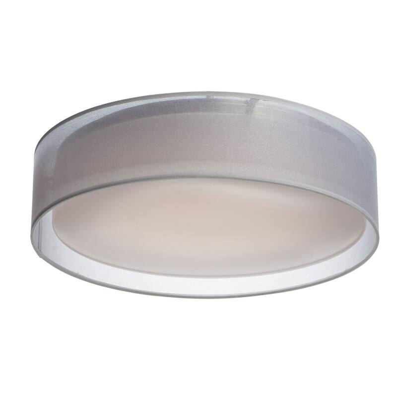 Maxim Prime 20" LED Flush Mount Drum Ceiling Fixture - White Organza