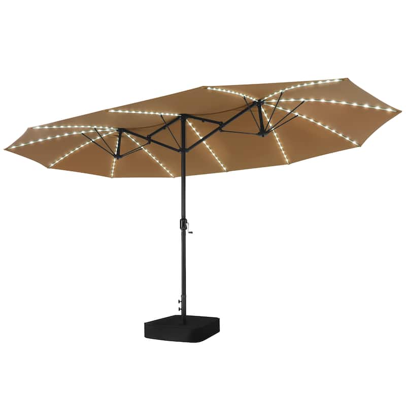 Crestlive Products 15ft Double-sided Patio Umbrella Solar LED Lighted Outdoor Market Umbrella