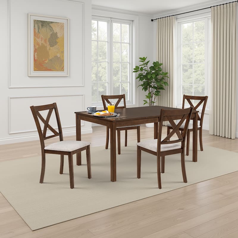 Warren 5 Piece Rectangular Dining Set - Brown/Beige