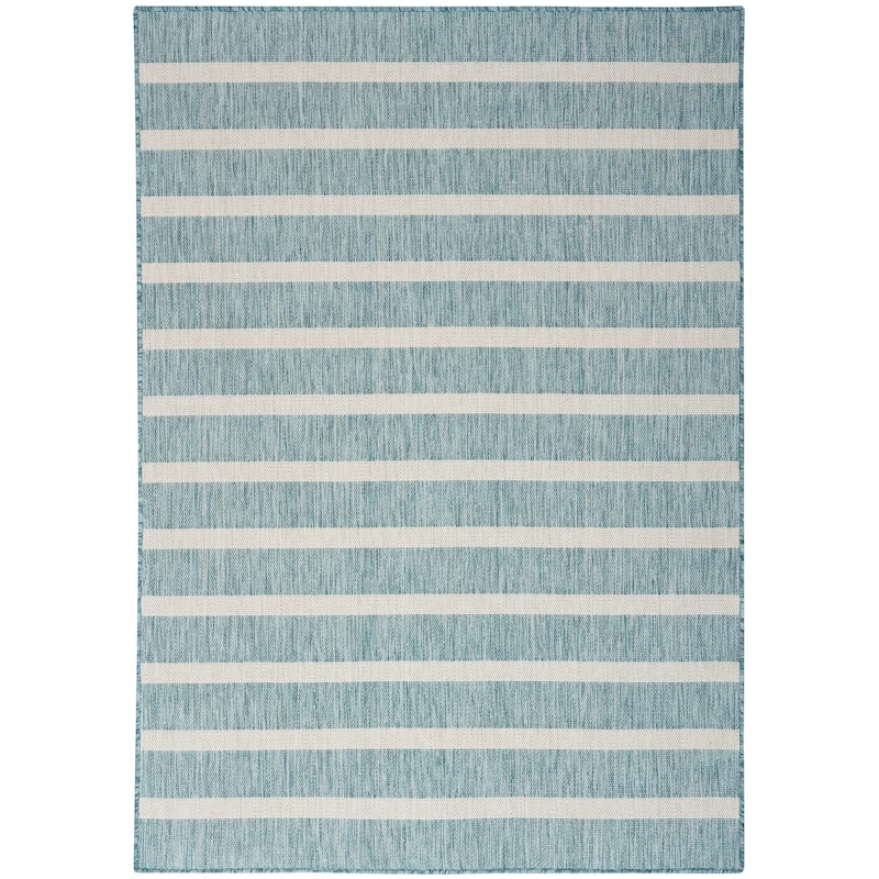 Nourison Selerno Indoor/Outdoor Striped Area Rug. - 4'x6' - Aqua/Ivory