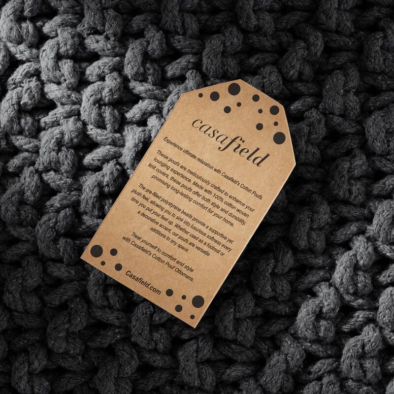 Cotton Pouf Ottomans Knit Foot Stool Pouffes for Living Room