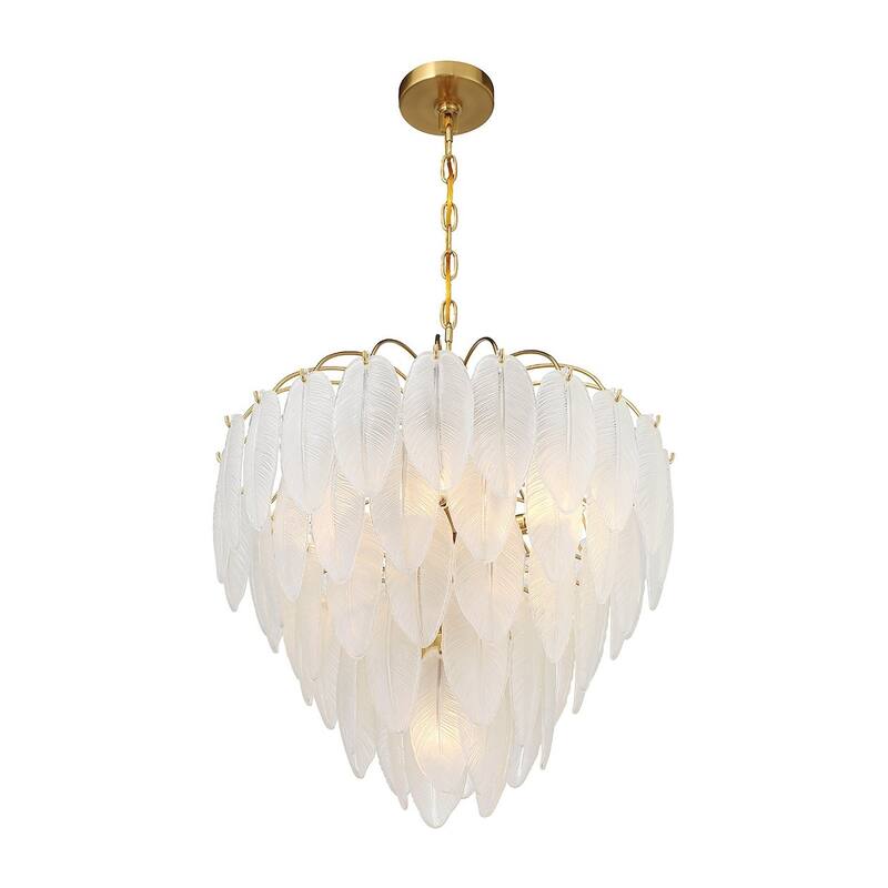 Warm Brass Six Light Chandelier from the Boa Collection