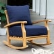 preview thumbnail 1 of 35, Cambridge Casual Leon Teak Outdoor Rocking Chair with Cushion Natural Teak/Navy Cushion