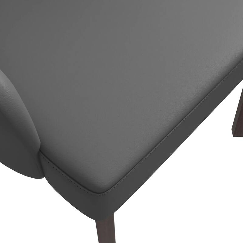 Ethos Leather Dining Chair with Rubberwood Legs Curved Back Accent Chair for Kitchen and Dining Room Set of 4