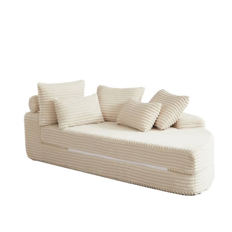 78.5-Inch Corduroy Semi-Circular 2-in-1 Sofa Bed,Designer Recliner with Pillow