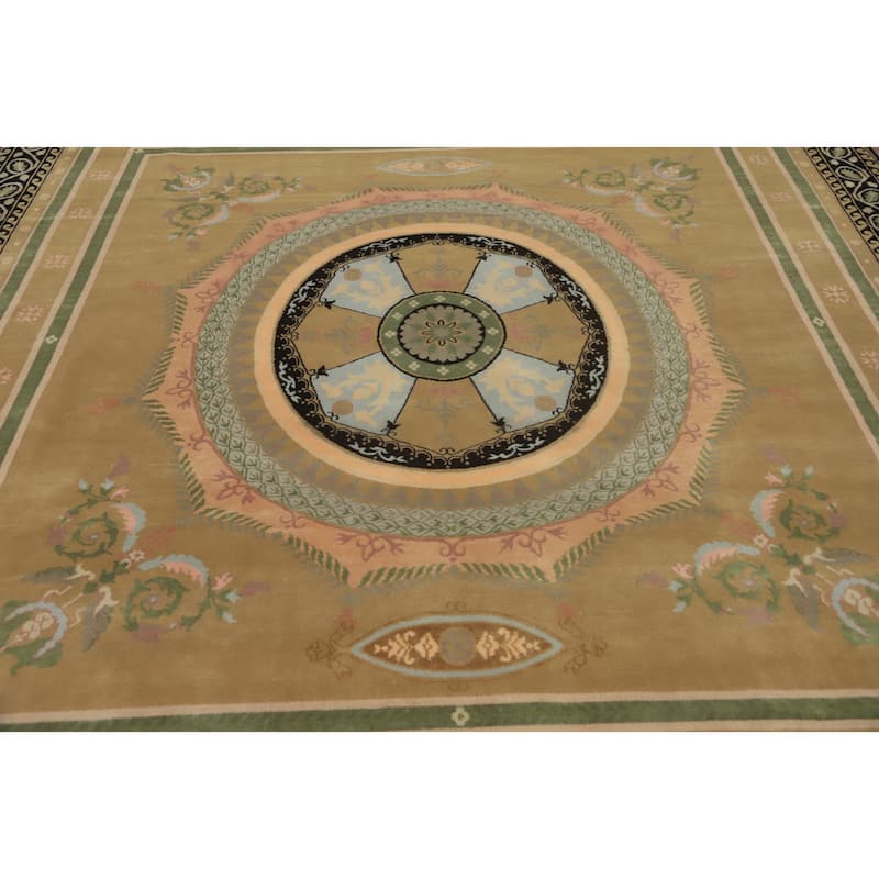 Hand-knotted Traditional Wool Brown Geometric Oriental Area Rug - 11' 8'' X 8' 9''
