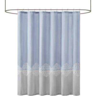 Vintage Farmhouse Shower Curtain for Bathroom, 72x72 Inches, Blue