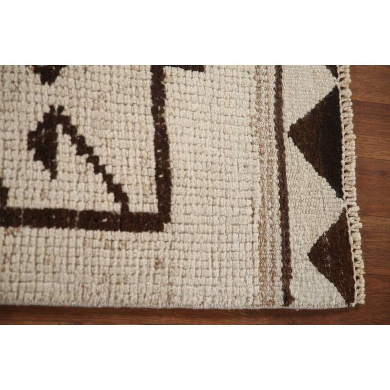 Beige Plush Anatolian Turkish Runner Rug Hand-knotted Wool Carpet - 3'5"x 11'6"