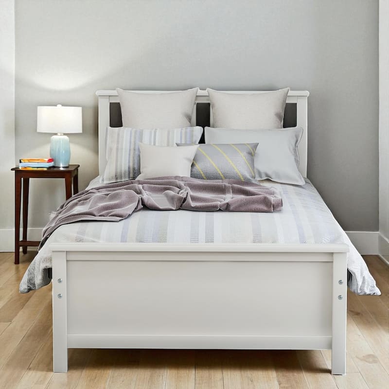 Twin Size Wood Platform Bed with Headboard, Footboard, Solid Slats Support and Classic Frame
