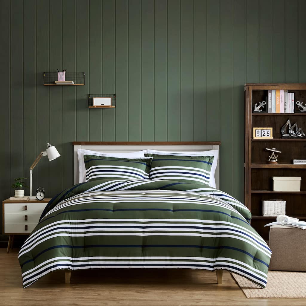 Nautica Uphaul Stripe Reversible Green Comforter Set
