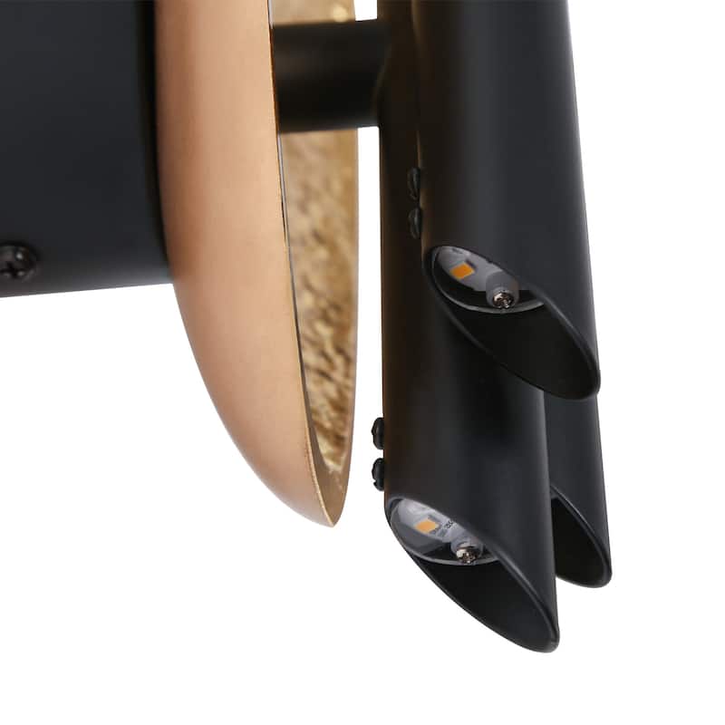 Modern LED 6-Light Wall Sconce Black Gold Bathroom Vanity Light - W6.6" x H16.5"