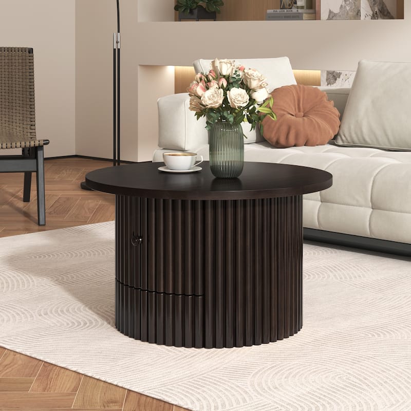 Round Coffee Table for Living Room with a Drawer