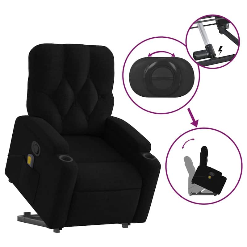 vidaXL Stand up Massage Recliner Chair Power Lift Wingback Armchair Fabric