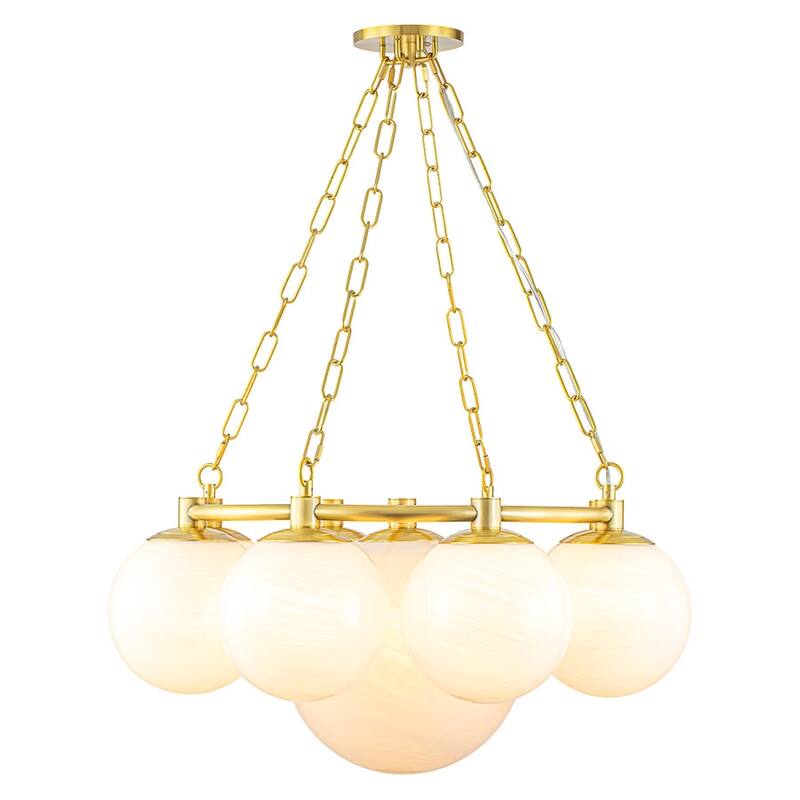 Glam 9-Light Cloud Glass Globe Bubble Round Chandelier - 28in Width