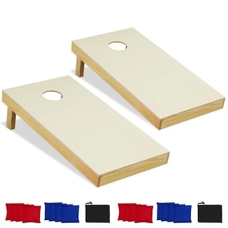 Costway 1/2 PCS 4'x2' Portable Corn Hole Game Board Includes 8 Bean - Natural - 1 PCS