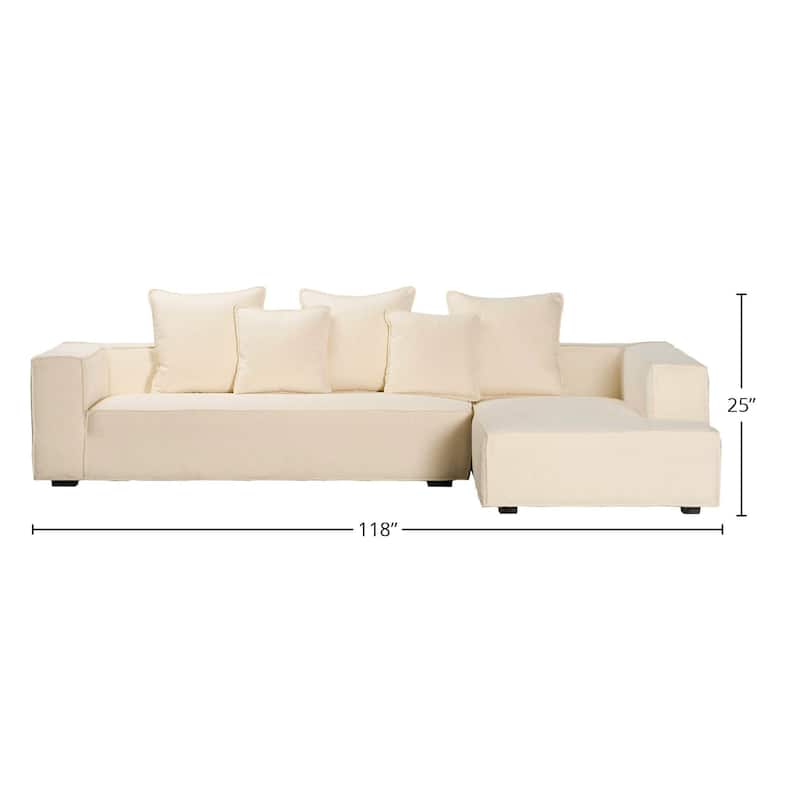 Zayn 118-inch Modern Sectional Sofa with Chaise in Boucle