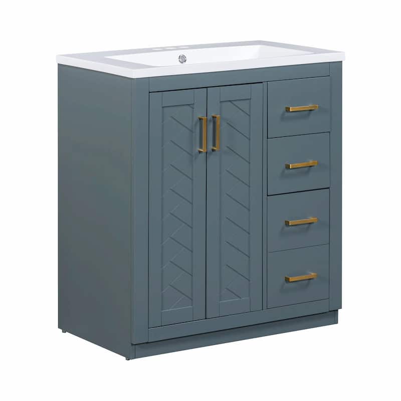 30'' Bathroom Vanity with Resin Sink - with sink - Navy Blue