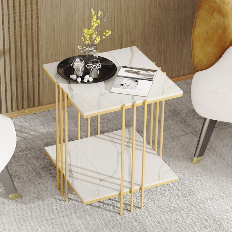 Square Sintered Stone Side Table, Modern End Table