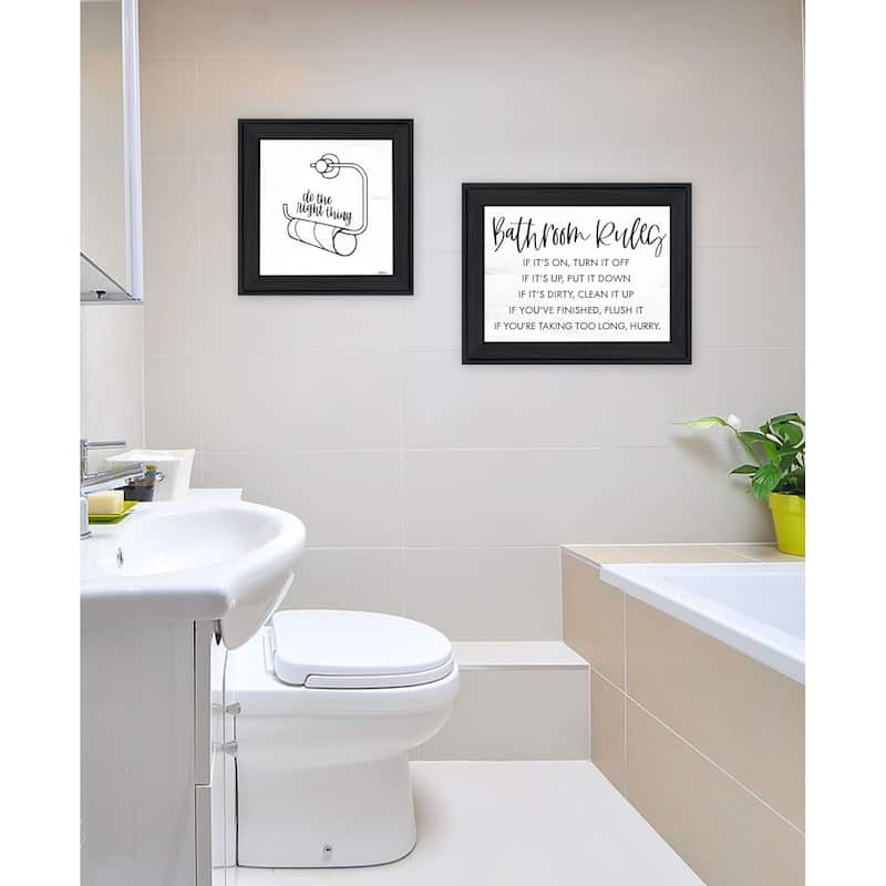 Trendy Decor 4U "Bathroom Rules" Printed Framed Wall Art by Imperfect Dust