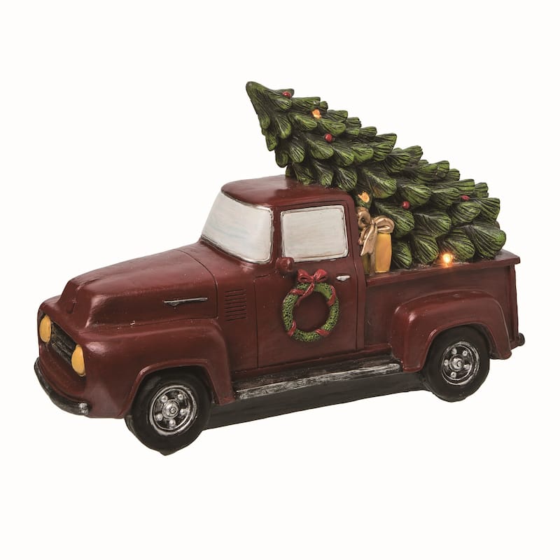 Transpac Resin Multicolored Christmas Light Up Truck