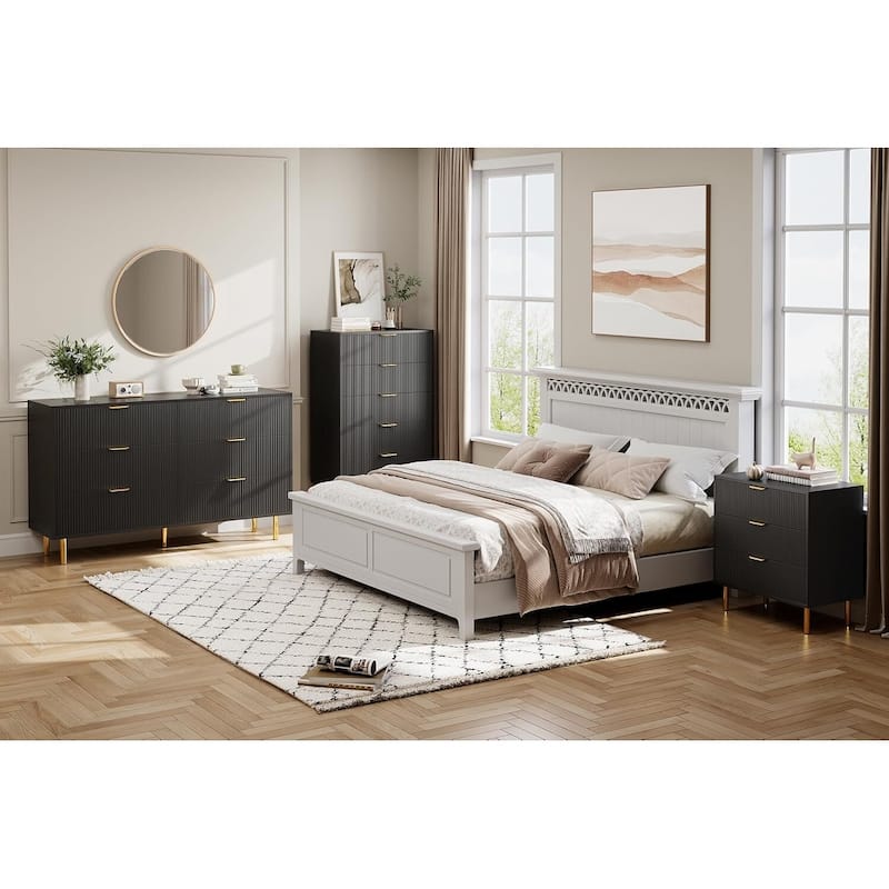3 Drawer Dresser, Wood Chest of Drawers Organizer Storage with Gold Handle, Small Storage Cabinet