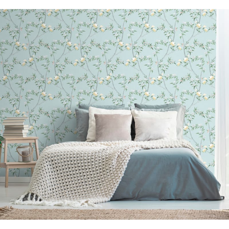 Galerie Wallcoverings Spring Blossom Chinoiserie Floral Vine Non-woven Matte Wallpaper Roll