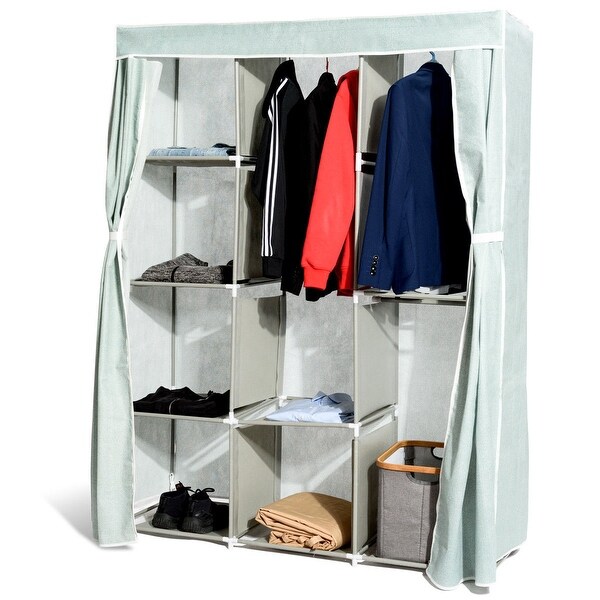 Home Garden 60 Inch Grey Portable Closet Clothes Organizer Wardrobe Home Organization Home Garden