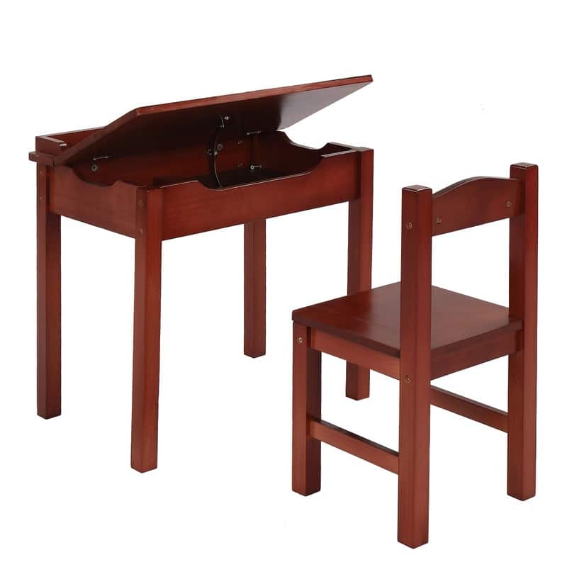 23 In. Wood Kids Activity Table Set With Flip Top And Storage Space - N/A - Brown