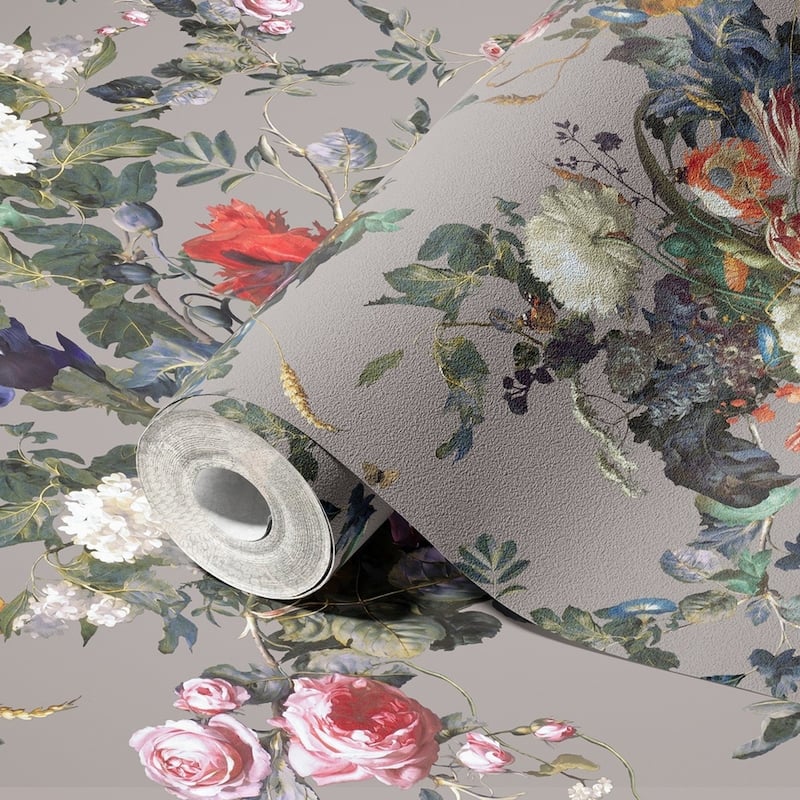 Dark Botanical Blooming Floral Wallpaper Mural