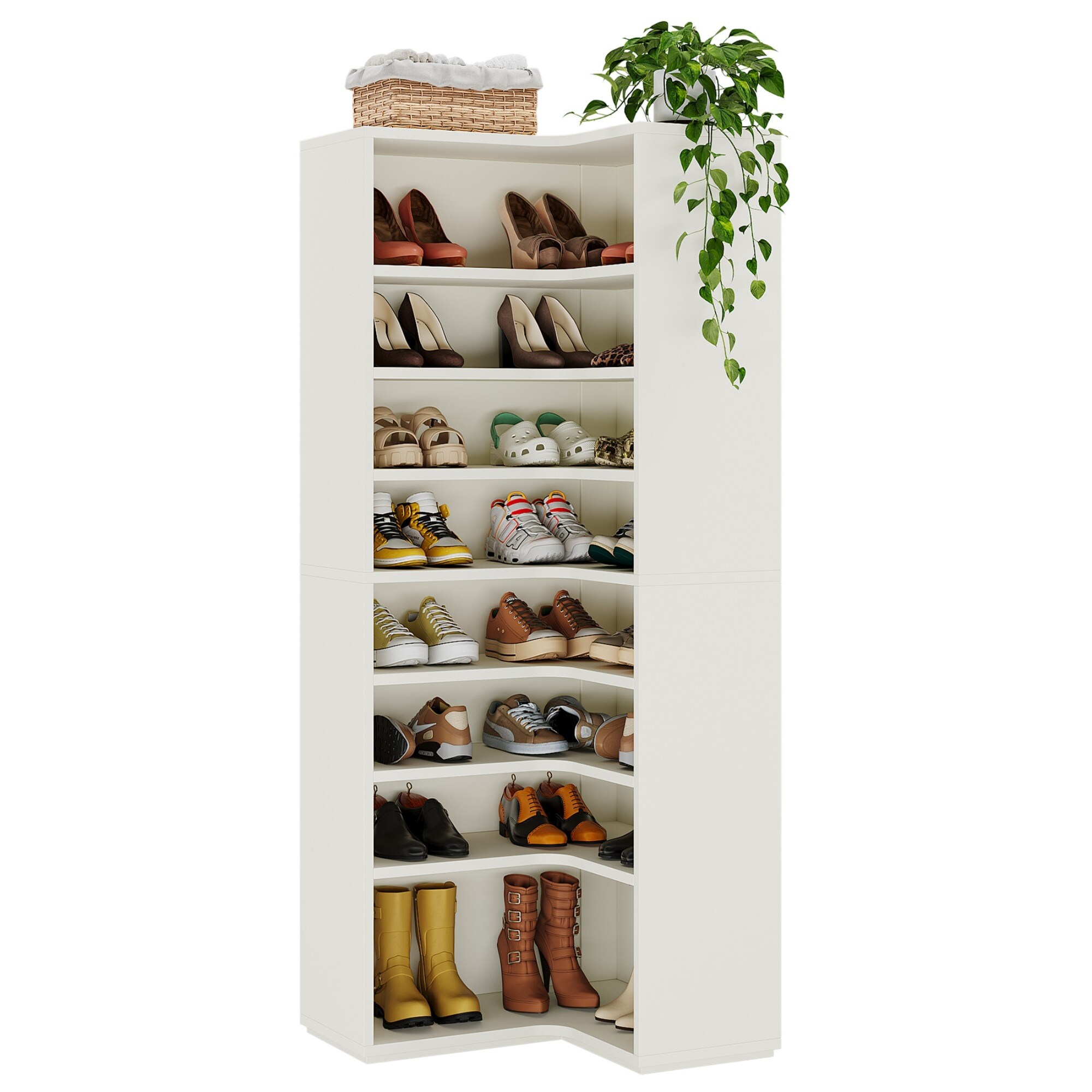置物 5646 Corner Shoe Cabinet for 40-45 Pairs, 9-Tier Tall Shoe