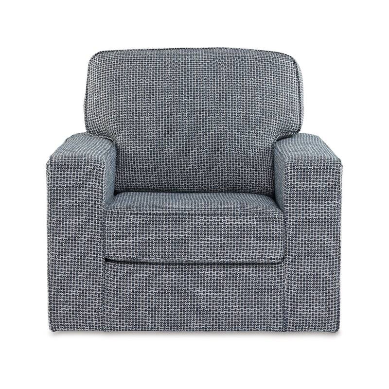 Olivia Swivel Accent Armchair, Dark Gray Crosshatch Pattern Polyester