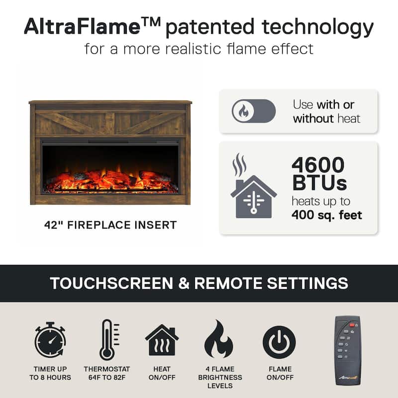 Avenue Greene Becken Ridge Wide Modern Farmhouse Mantel with Electric Fireplace