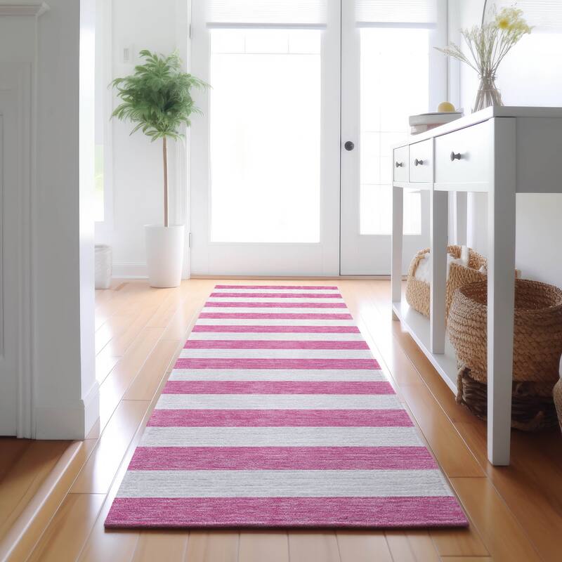 Premium Washable Super Soft Cabana Stripe Mayfield Rug - Pink - 2' 3" x 7' 6" - Runner