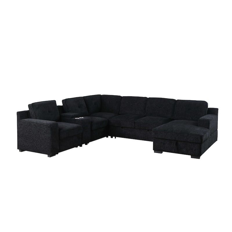 Oversized U Shaped Sleeper Sectional Sofa Pull Out Couch Bed
