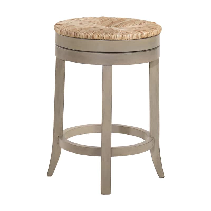 The Curated Nomad Aragon Rush Seat Swivel 24-inch Counter Stool