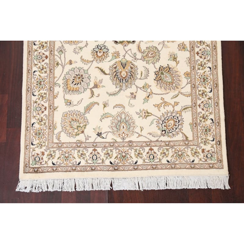 Floral Vegetable Dye Tabriz Oriental Area Rug Wool Hand-knotted Carpet - 4'0" x 6'4"
