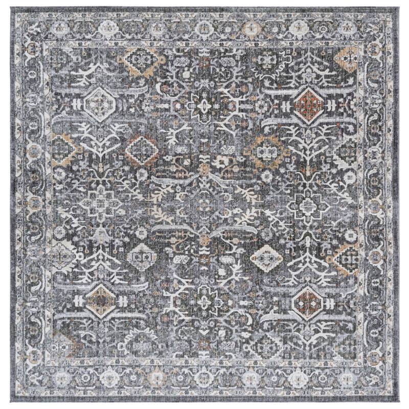 SAFAVIEH Scarlett Jordana Transitional Rug - 6'7" Square - Grey/Ivory Rust