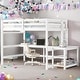preview thumbnail 11 of 16, Full Size Kids Bed Loft Bed with Desk and Ladders Guardrails, Grey