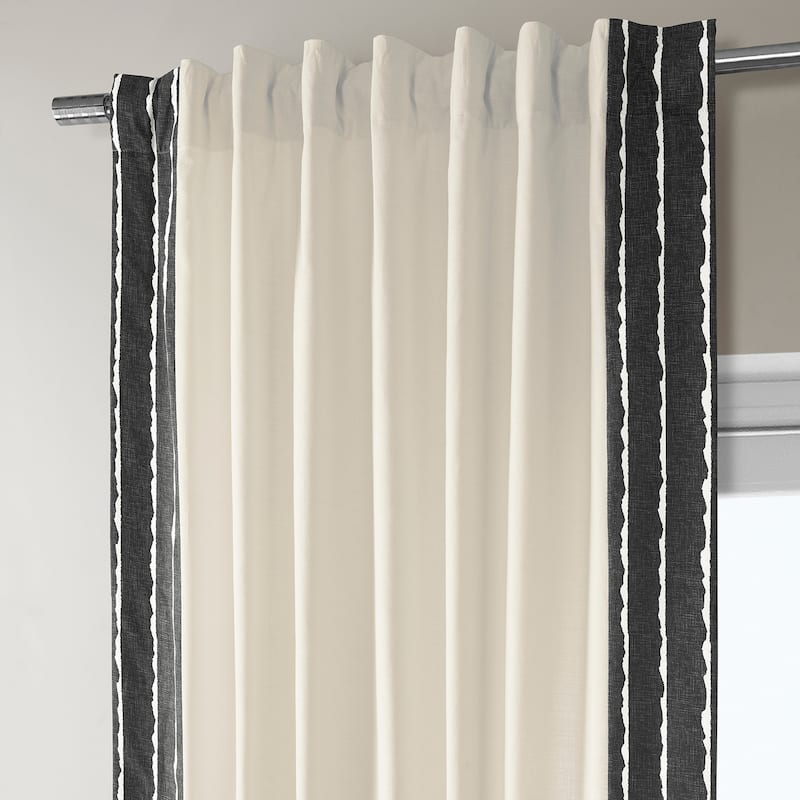 Exclusive Fabrics Sharkskin Bordered Cotton Semi Sheer Curtains (1 Panel)